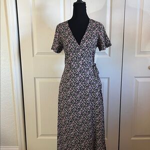 Marine Layer Emlyn Purple Floral Hemp Blend Wrap Dress Size XS